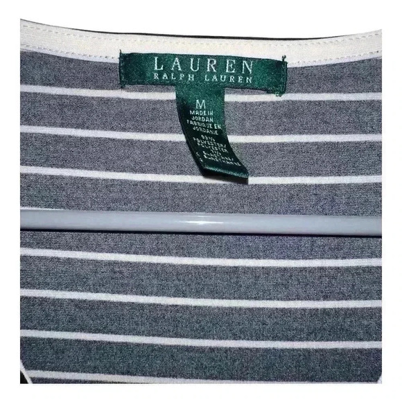 Lauren Ralph Lauren Black/White Chevron V-Neck Top, Medium - Picture 2 of 5